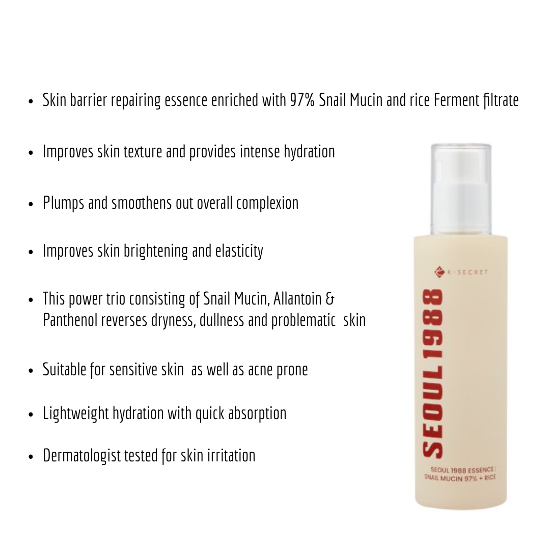 Snail Mucin 97% + Rice Essence | Korean Glow Skincare USA