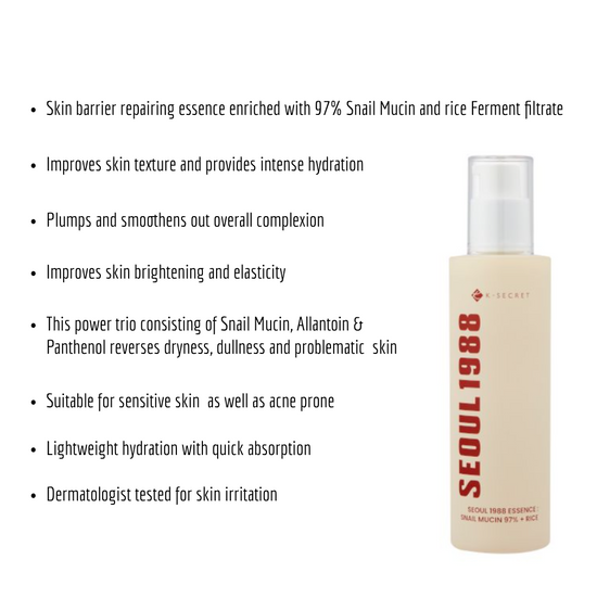 Snail Mucin 97% + Rice Essence | Korean Glow Skincare USA